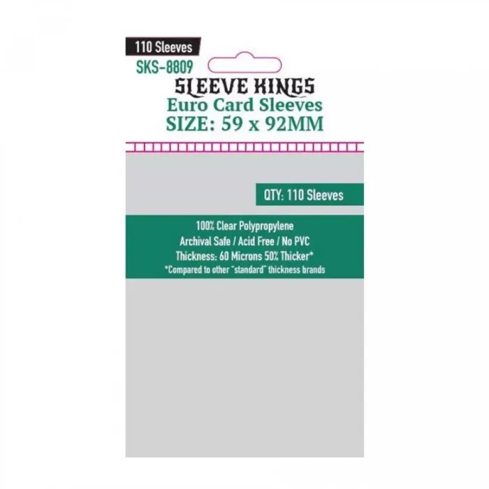 Sleeve Kings Euro Card Sleeves (59x92mm) - 110 Pack, 60 Microns